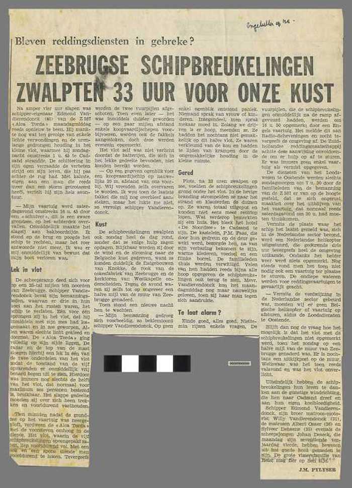 Zeebrugse schipbreukelingen zwalpten 33 uur voor onze kust