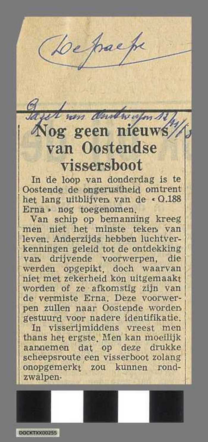 Nog geen nieuws van Oostendse vissersboot