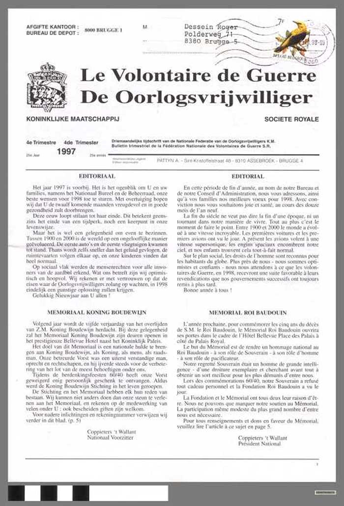 Le Volontaire de Guerre - De Oorlogsvrijwilliger, 4e trimester 1997