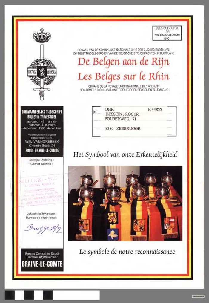 Les Belges sur le Rhin, de Belgen aan de Rijn - december 1998