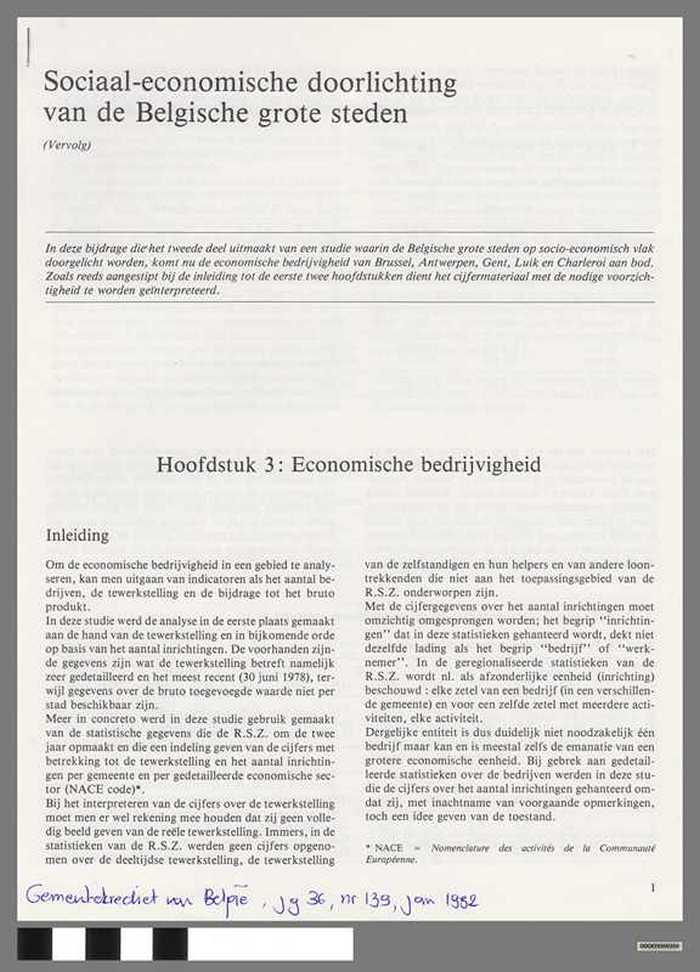 Sociaal-economische doorlichting van de Belgische grote steden