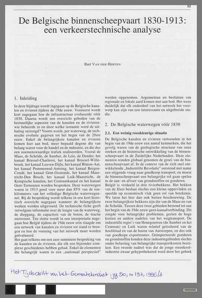 De Belgische binnenscheepvaart - 1830-1913