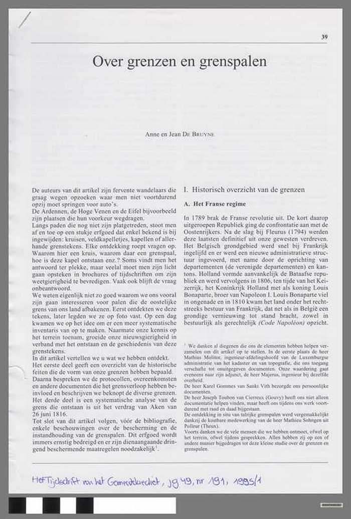 Over grenzen en grenspalen