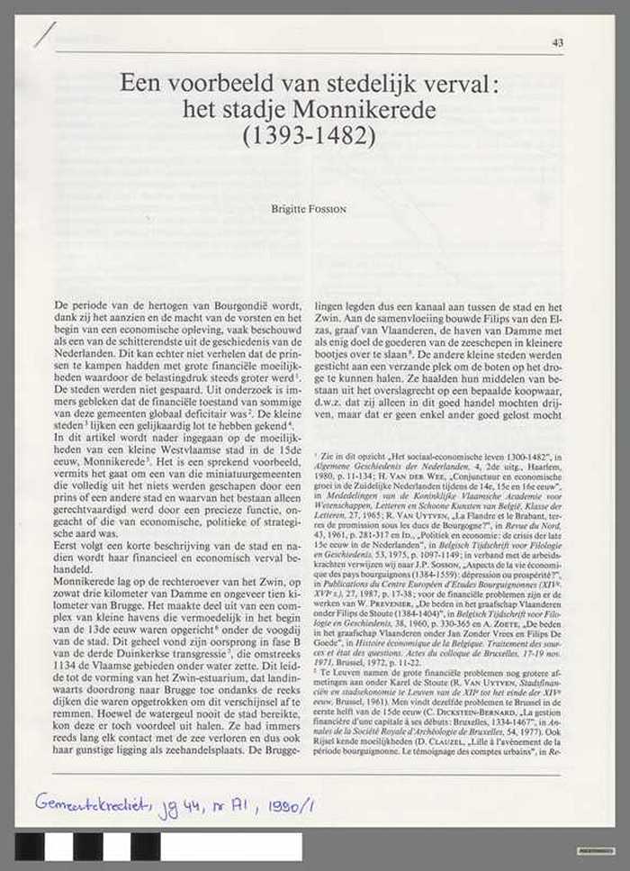 en voorbeeld van stedelijk verval: het stadje Monnikerede (1393-1482)