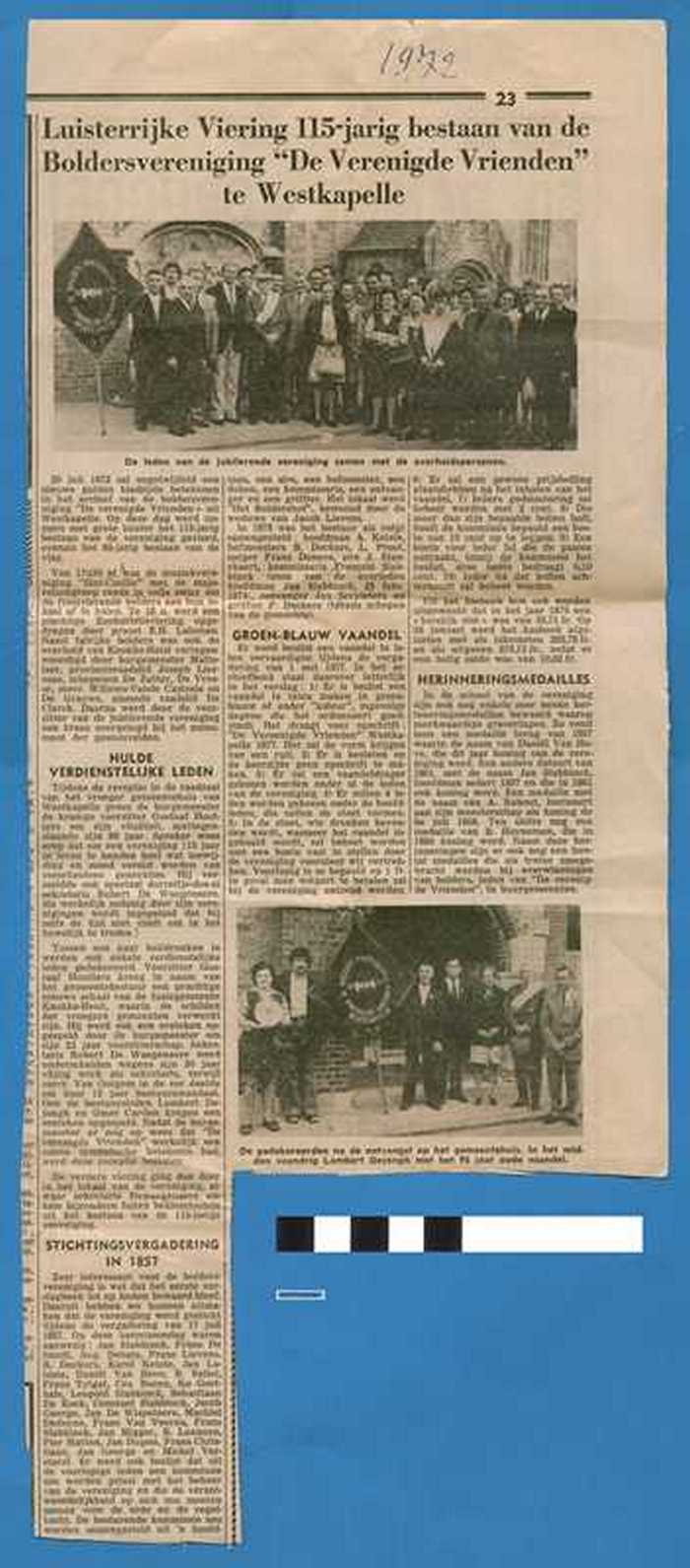 Luisterrijke viering 115-jarig bestaan van de Boldersvereniging 'De Verenigde Vrienden' te Westkapelle