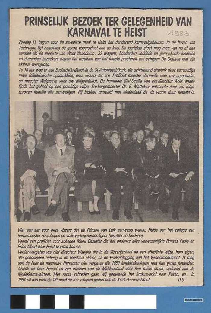 Krantenartikel: Prinselijke bezoek ter gelegenheid van karnaval te Heist