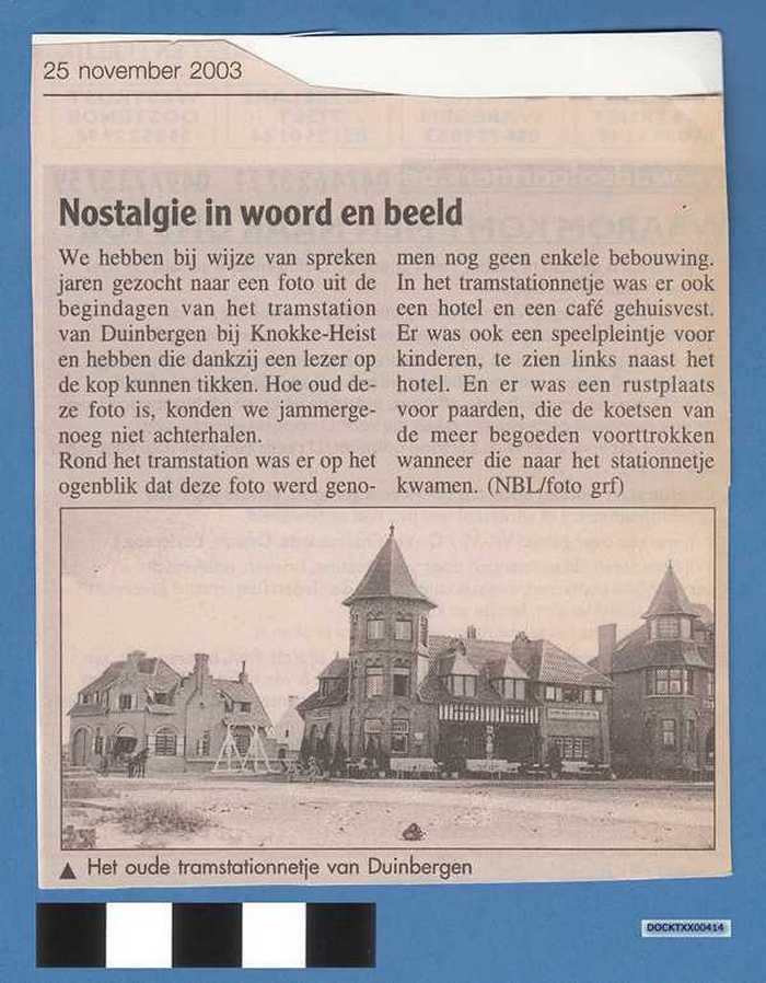 Krantenartikel: Nostalgie in woord en beeld