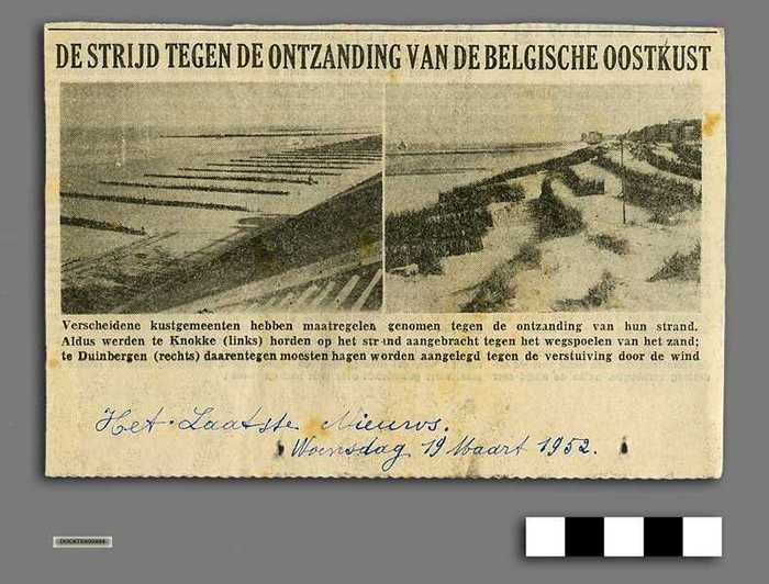 Uitgeknipt krantenartikel: De strijd tegen de ontzanding van de Belgische Oostkust