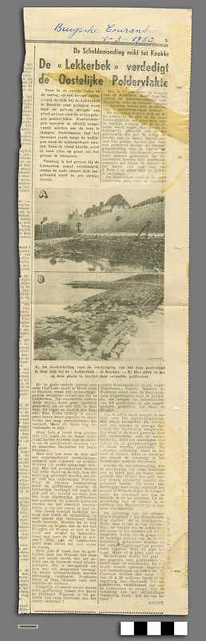 Uitgeknipt krantenartikel: De 'lekkerbek' verdedigt de Oostelijke Poldervlakte