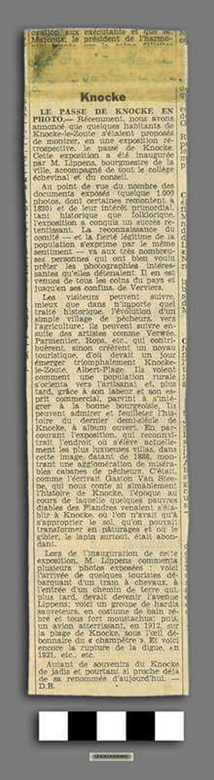 Uitgeknipt krantenartikel: Knocke, le passe de knocke en photo.