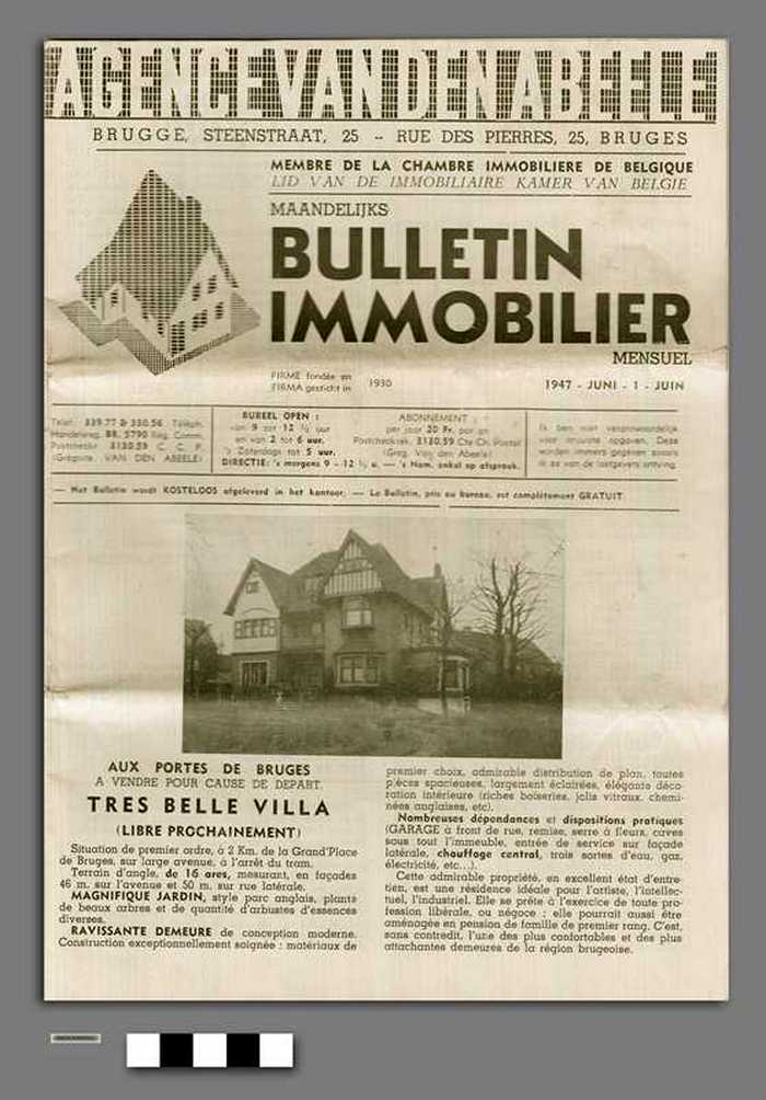 Agence Van Den Abeele: Bulletin Immobilier, 1947