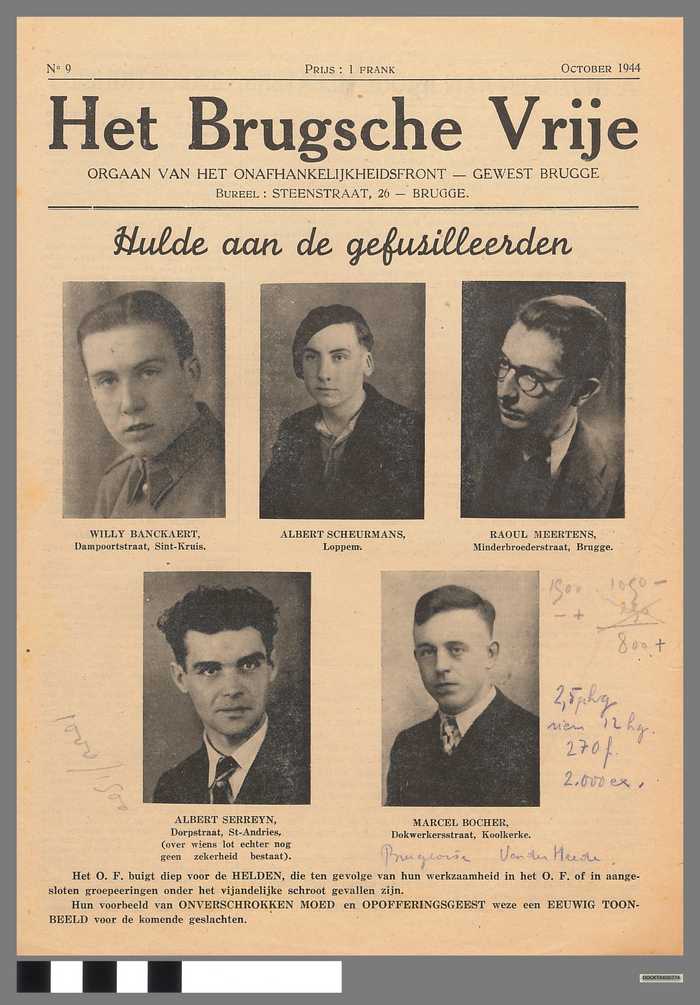 Krant: Het Brugsche Vrije - Orgaan van het onafhankelijkheidsfront - Gewest Brugge - N