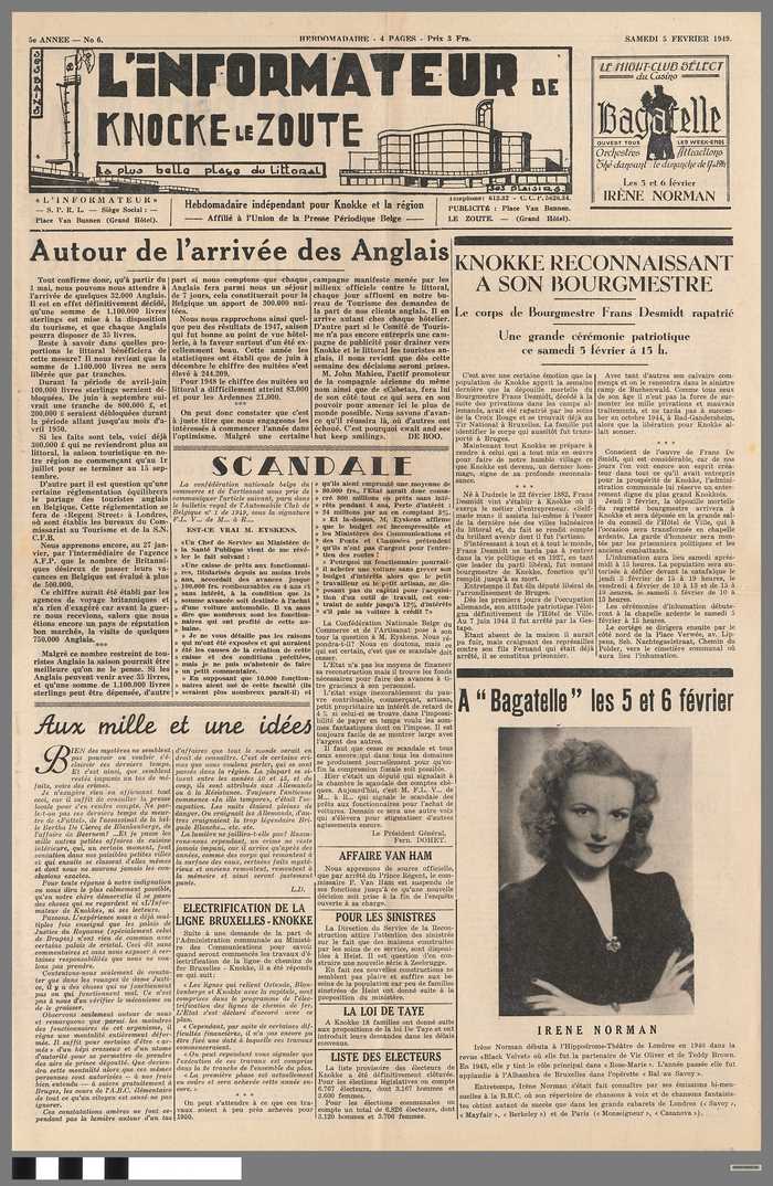 Krant: L' Informateur de Knocke le Zoute, la plus belle plage du littoral - samedi 5 f