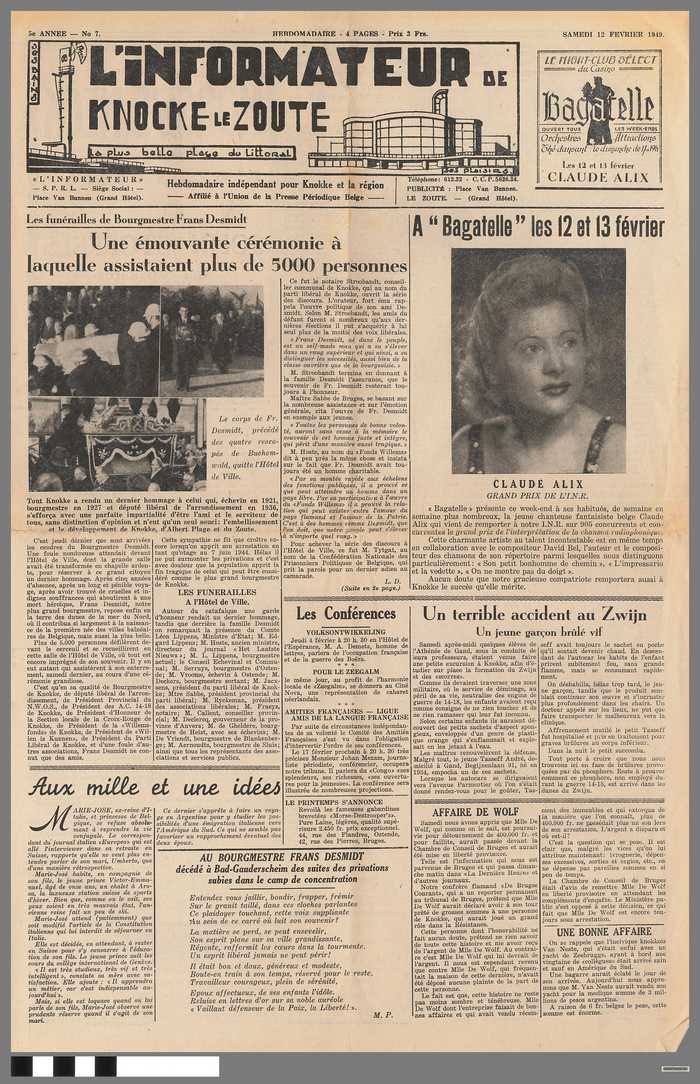 Krant: L'Informateur de Knocke le Zoute, la plus belle plage du littoral - samedi 12 f