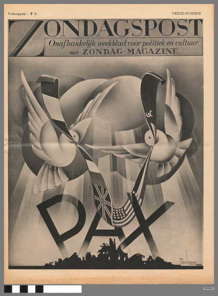 Krant: Zondagspost - Onafhankelijk weekblad voor politiek en cultuur met zondag-magazine - Vredenummer