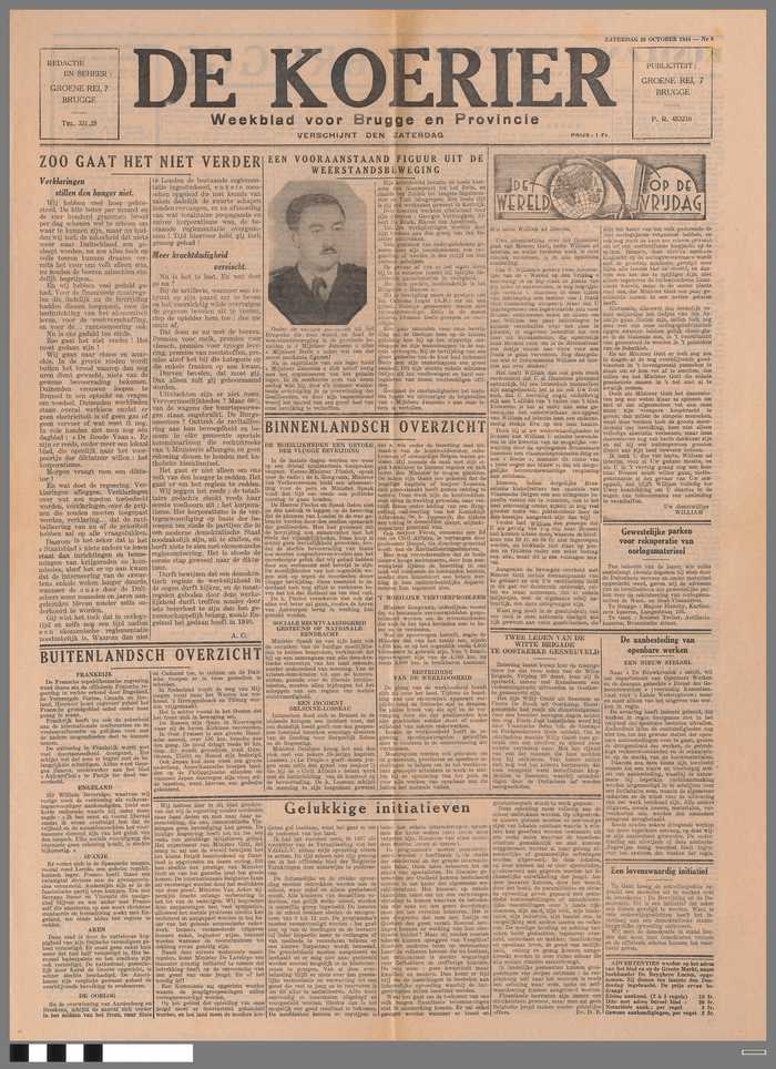 Krant: De Koerier - Weekblad voor Brugge en Provincie - zaterdag 28 october 1944 - N