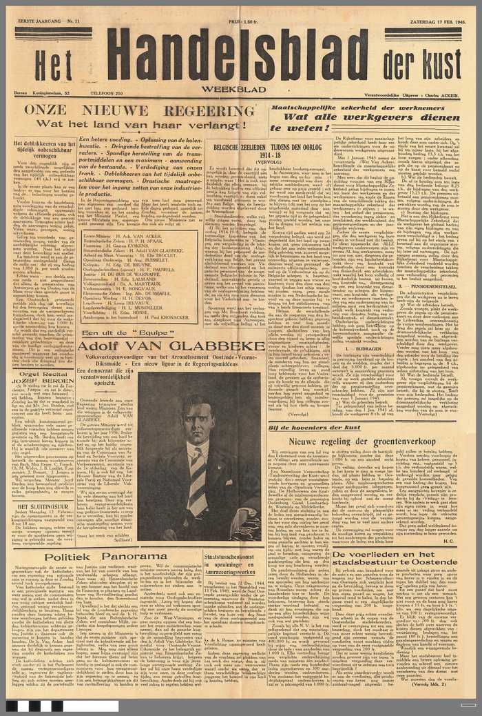 Krant: Het Handelsblad der kust - Weekblad - eerste jaargang - N