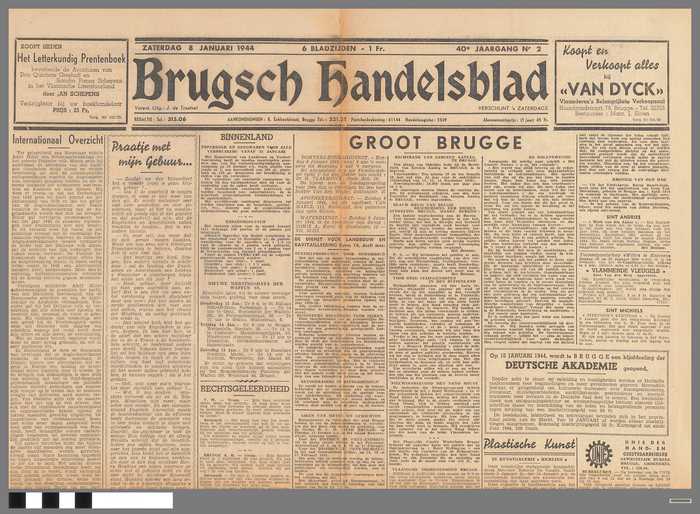 Krant: Brugsch Handelsblad - 40e jaargang - nr. 2 - zaterdag 8 januari 1944