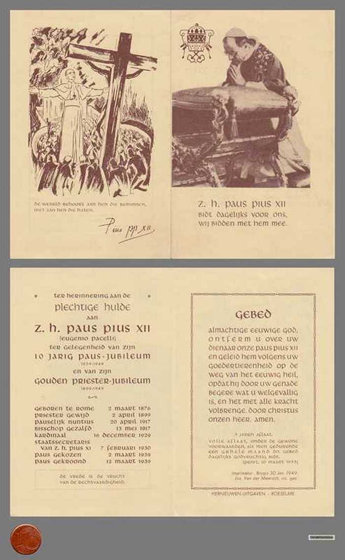 Z. H. Paus Pius XII - Bidt dagelijks voor ons, wij bidden met hem mee