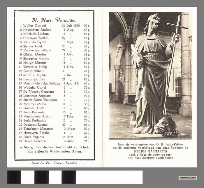 Afgestorven Knokkenaren - overleden tussen Kermismaandag 1950 en Kermismaandag 1951
