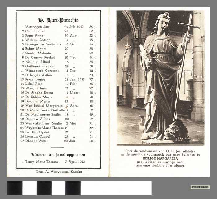 Dierbare Knokkenaren overleden tussen Kermismaandag 1952 en Kermismaandag 1953