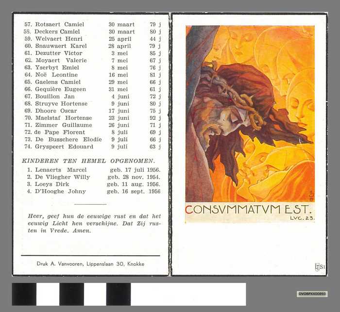 Onze dierbare parochianen van de H. Margareta parochie - overleden tussen Kermismaandag 1956 en Kermismaandag 1957