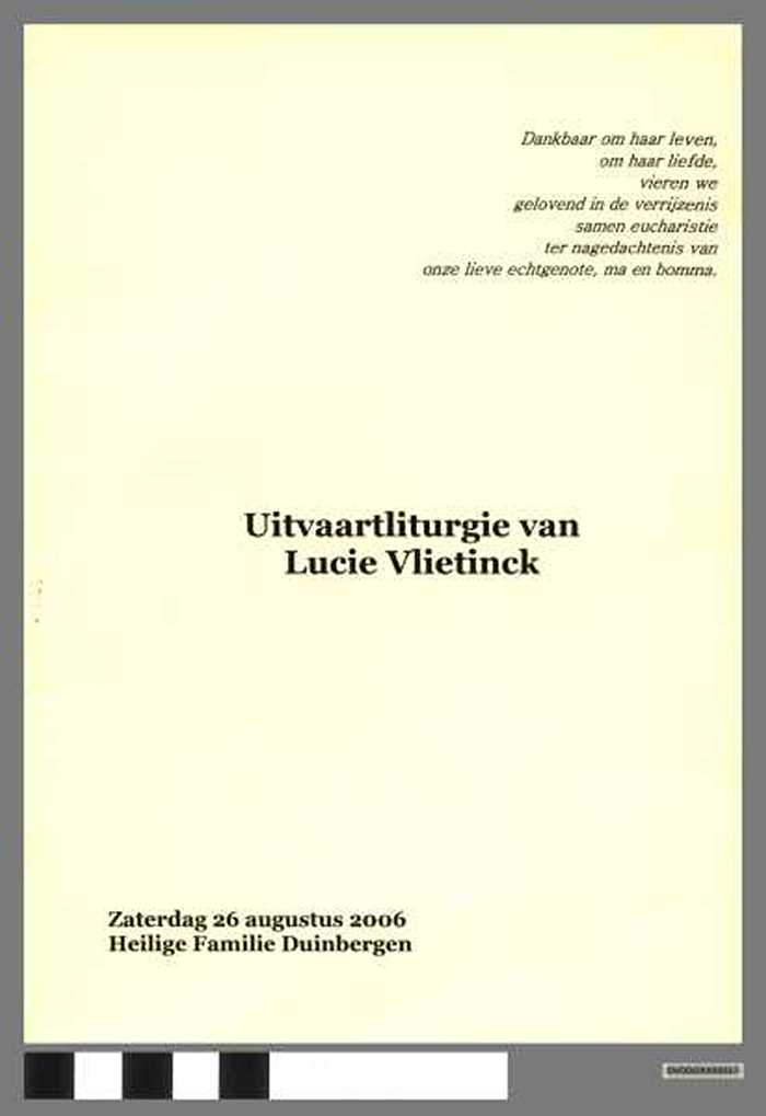 Uitvaartliturgie van Lucie Vlietinck