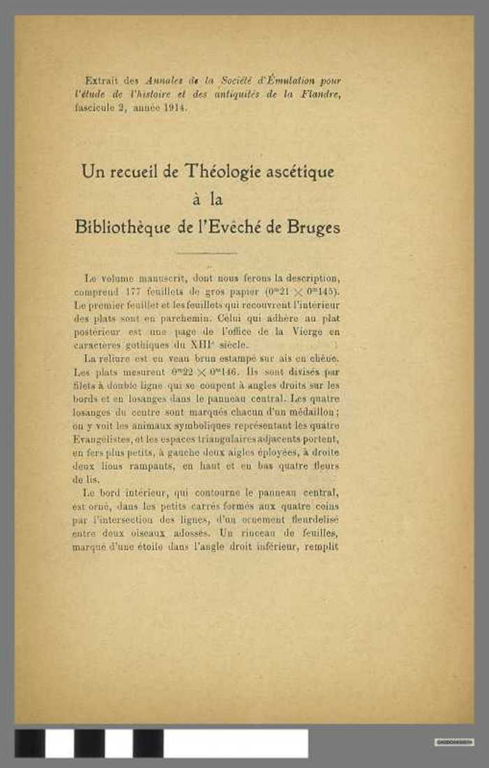 Un recueil de Théologie ascétique