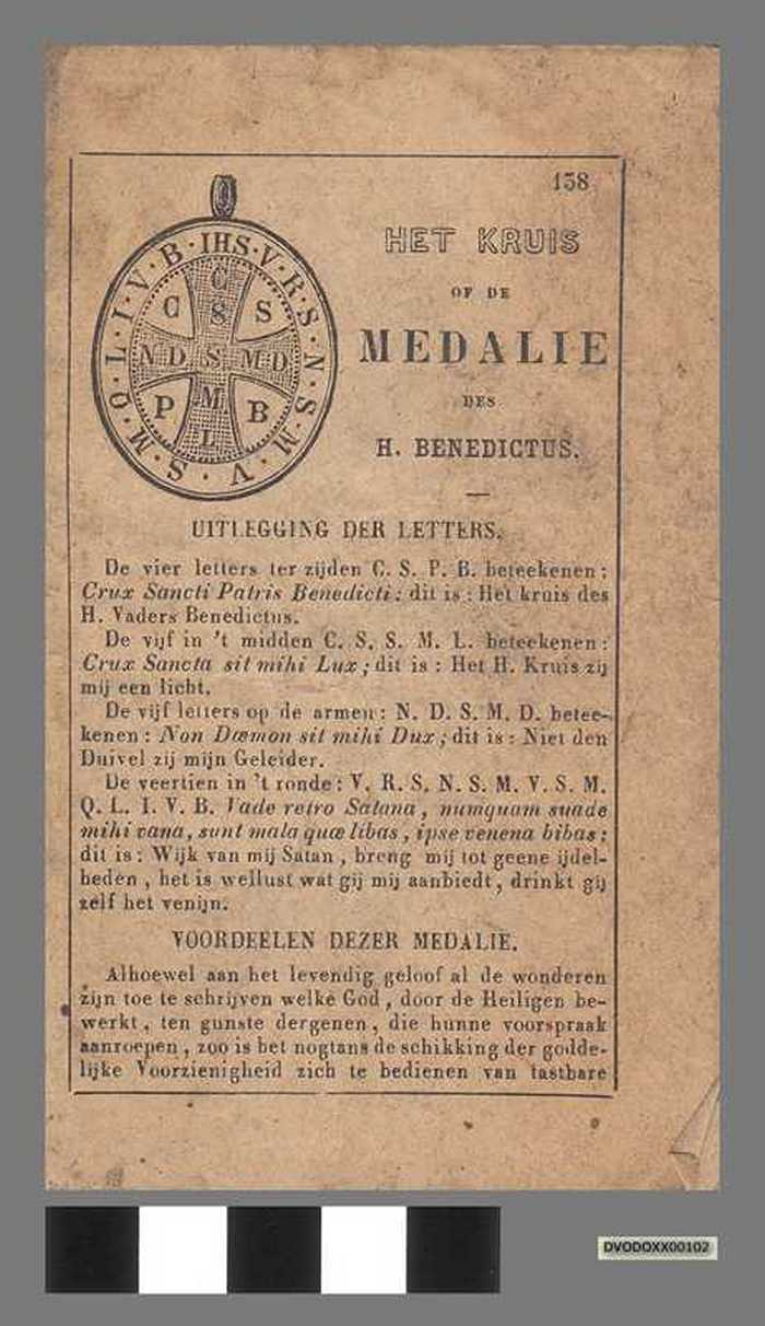 Het kruis of de medalie des H. Benedictus