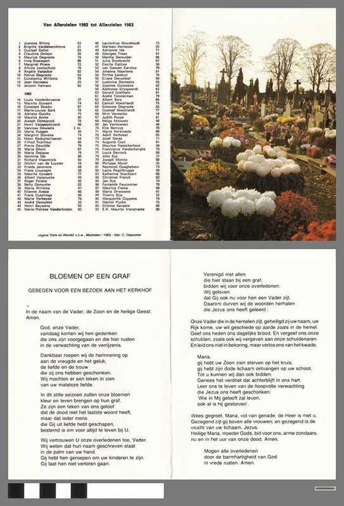 Bloemen op een graf - gebeden voor een bezoek aan het kerkhof - 1983
