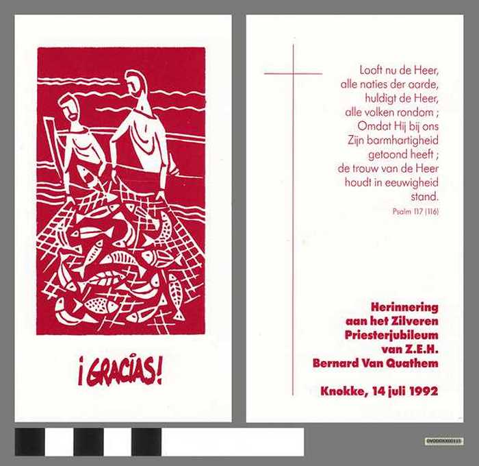 Herinnering aan het Zilveren Priesterjubileum van Z.E.H. Bernard Van Quathem - Knokke 14 juli 1992