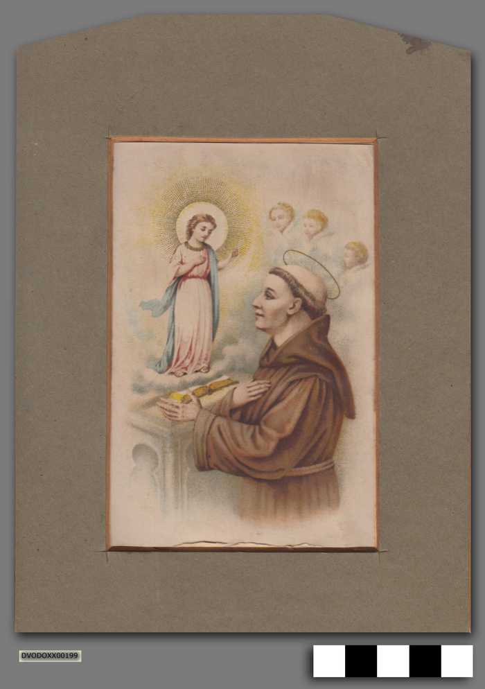 Devotieprent Sint-Antonius van Padua in rechthoekig kader