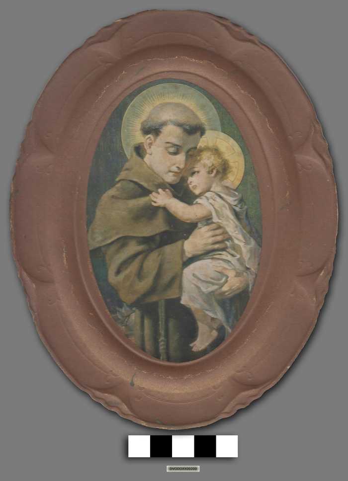 Devotieprent Sint-Antonius van Padua in ovalen kader