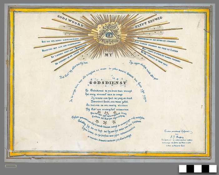 Teeken pennenkunst Tafereel door F.J. Buijking