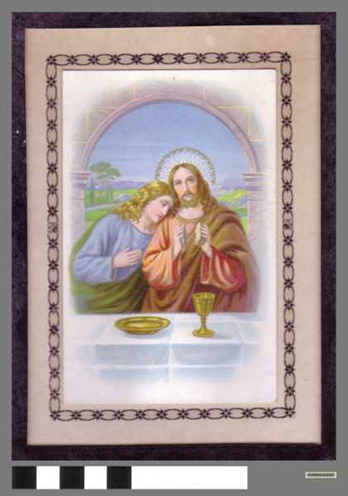 Prent: Jezus breekt het heilig brood