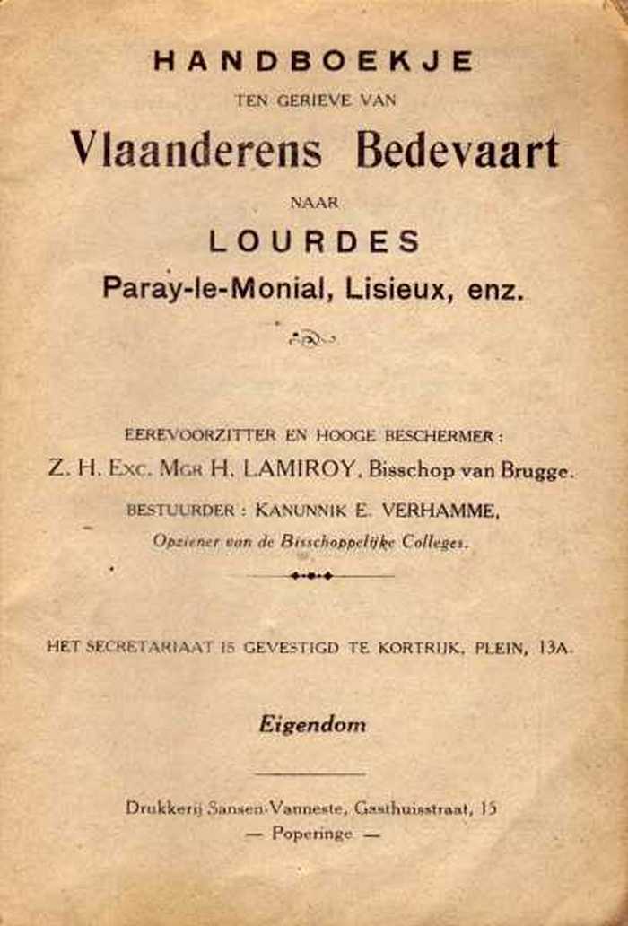 Boek: Handboekje ten gerieve van Vlaanderens Bedevaar naar Lourdes