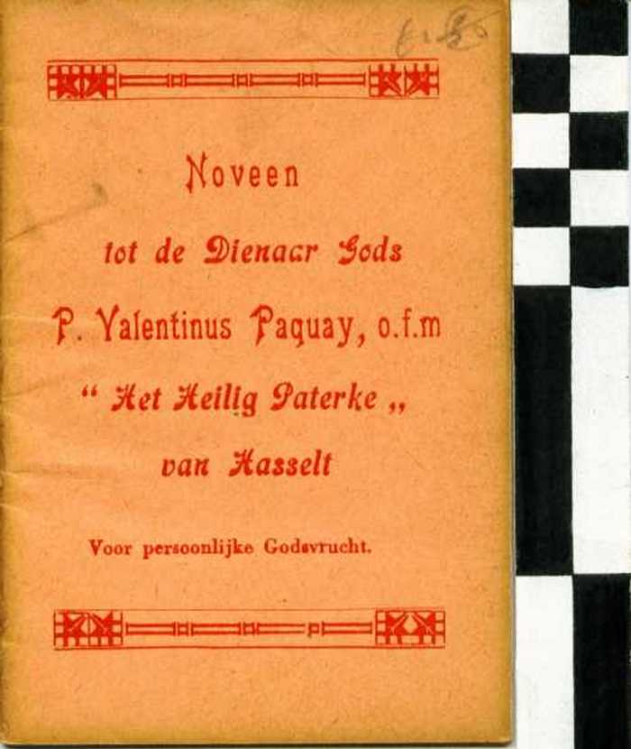 Boekje: Noveen tot de dienaar Gods P. Valentinus Paquay, o.f.m.