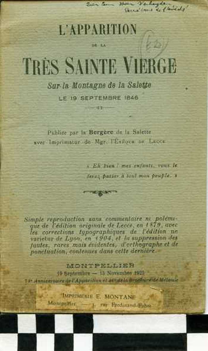 Boekje: Lapparition de la Très Sainte Vierge sur la Montagne de la Salette