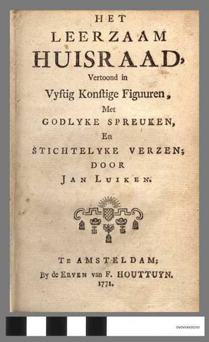 Boek: Het leerzaam Huisraad vertoond in Vyftig Spreuken en Stichtelyke verzen
