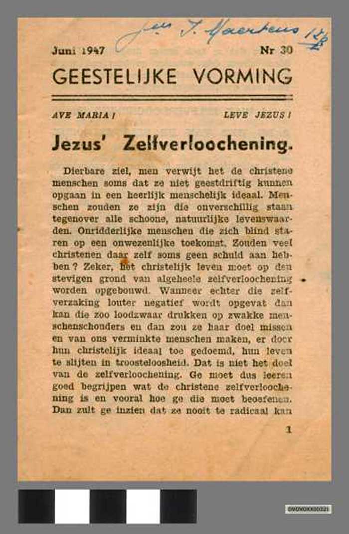 Boekje: Jezus Zelfverloochening, reeks Geestelijke Vorming