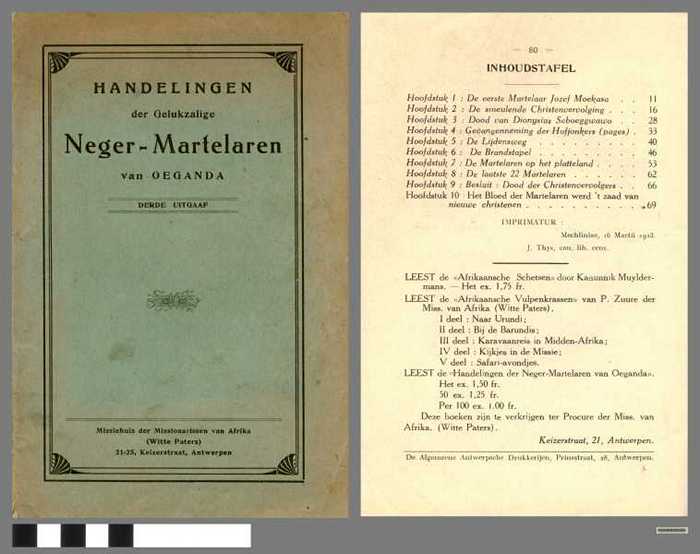 Boekje: Handelingen der Gelukzalige Neger-Martelaren van Oeganda