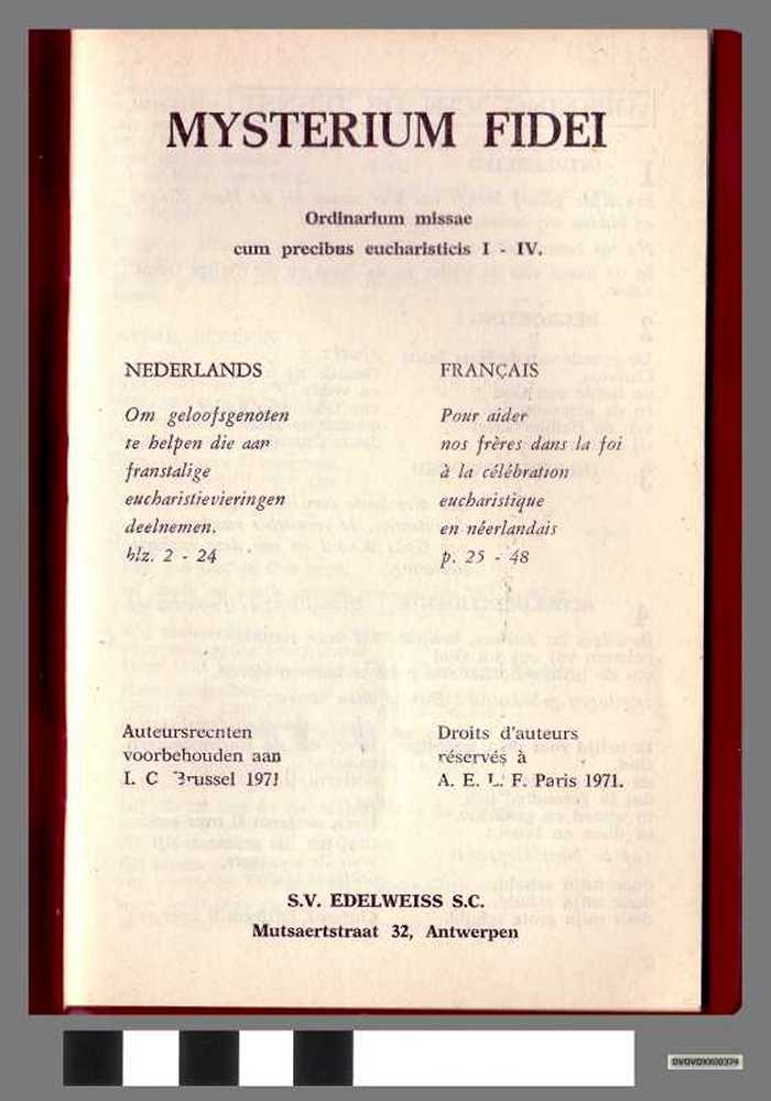 Boekje: Mysterium Fidei