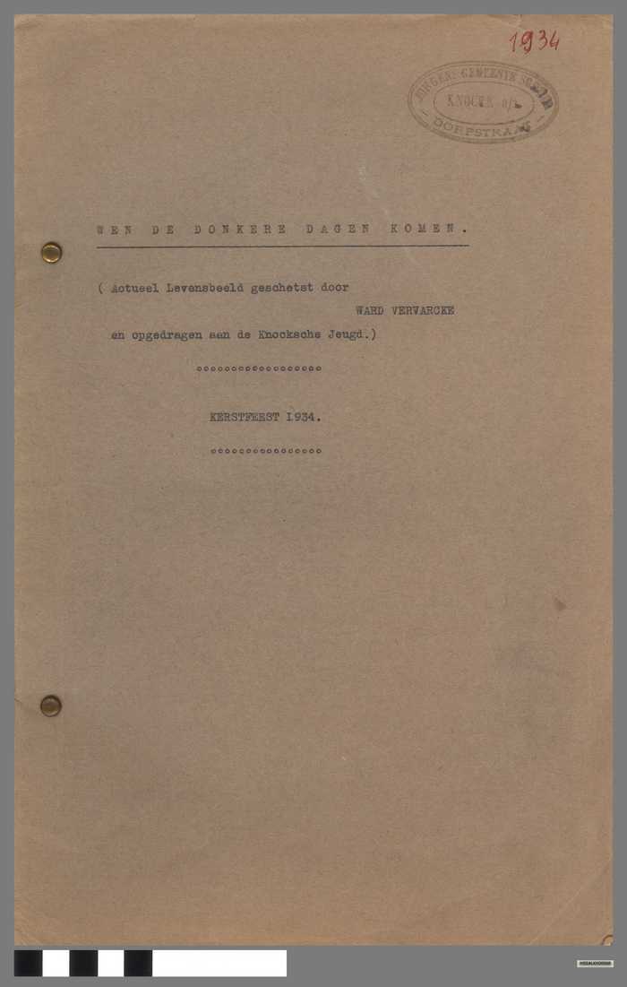 Script Toneelstuk - Wen de donkere dagen komen