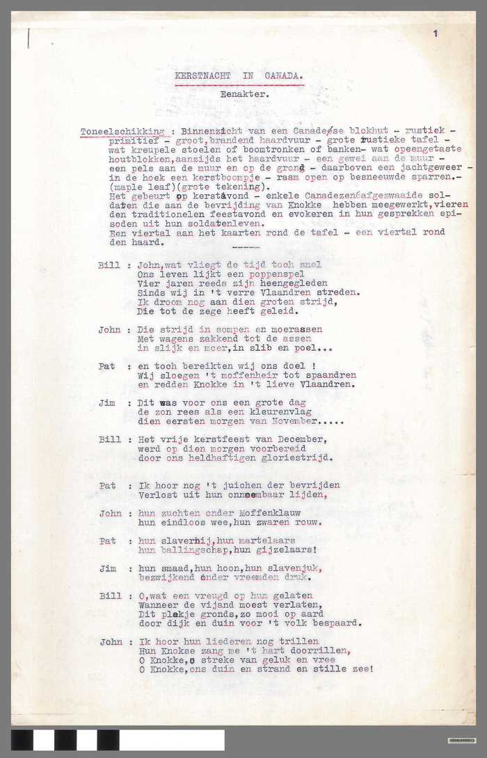 Script Toneelstuk - Kerstnacht in Canada