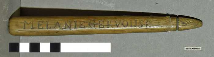 Breibard met opschrift: Moerkerke dorp & Melanie Gervoijse