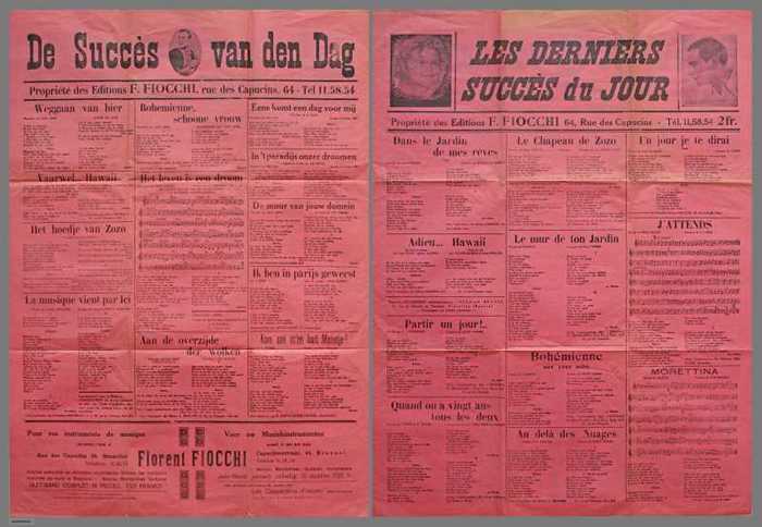 Weggaan van hier (Partir un jour)/Vaarwel... Hawaii (Adieu... Hawaii)/Het hoedje van Zozo (Le chapeau de Zozo)/La musique vient par ici/Bohemienne, schoon