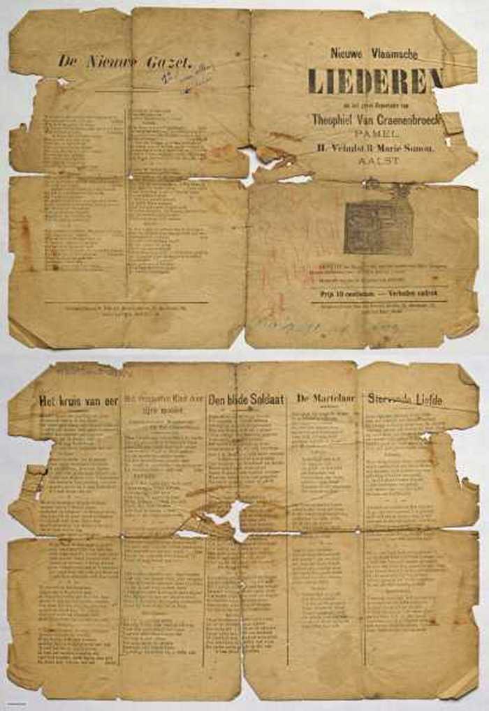 De Nieuwe Gazet/Het kruis van eer/Het verstooten Kind door zijne moeder/Den blinde Soldaat/De Martelaar/Stervende Liefde