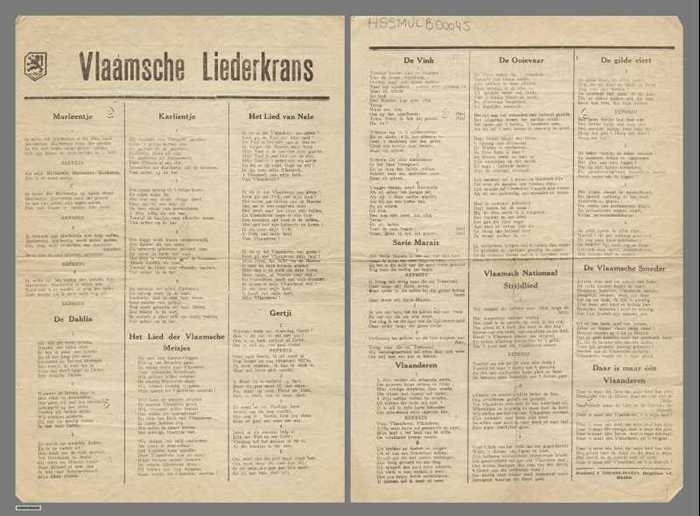 Marleentje/De Dahlia/Karlientje/Het Lied der Vlaamsche Meisjes/Het Lied van Nele/Gertji/De Vink/Sarie Marais/Vlaanderen/De Ooievaar/Vlaamsch Nationaal
