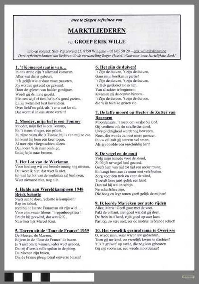 Refreinen van marktliederen