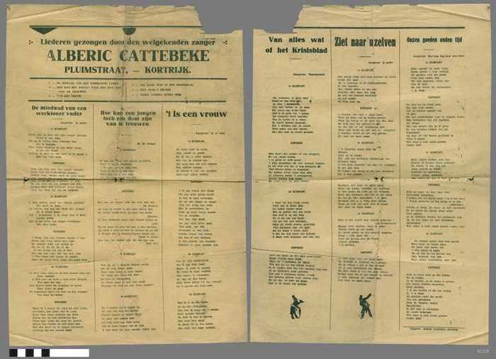 Liederen gezondgen door den welgekenden zanger Amberic Cattebeke: De misdaad van een werklooze vader / hoe kan een jongen toch zoo dom zijn van te tro